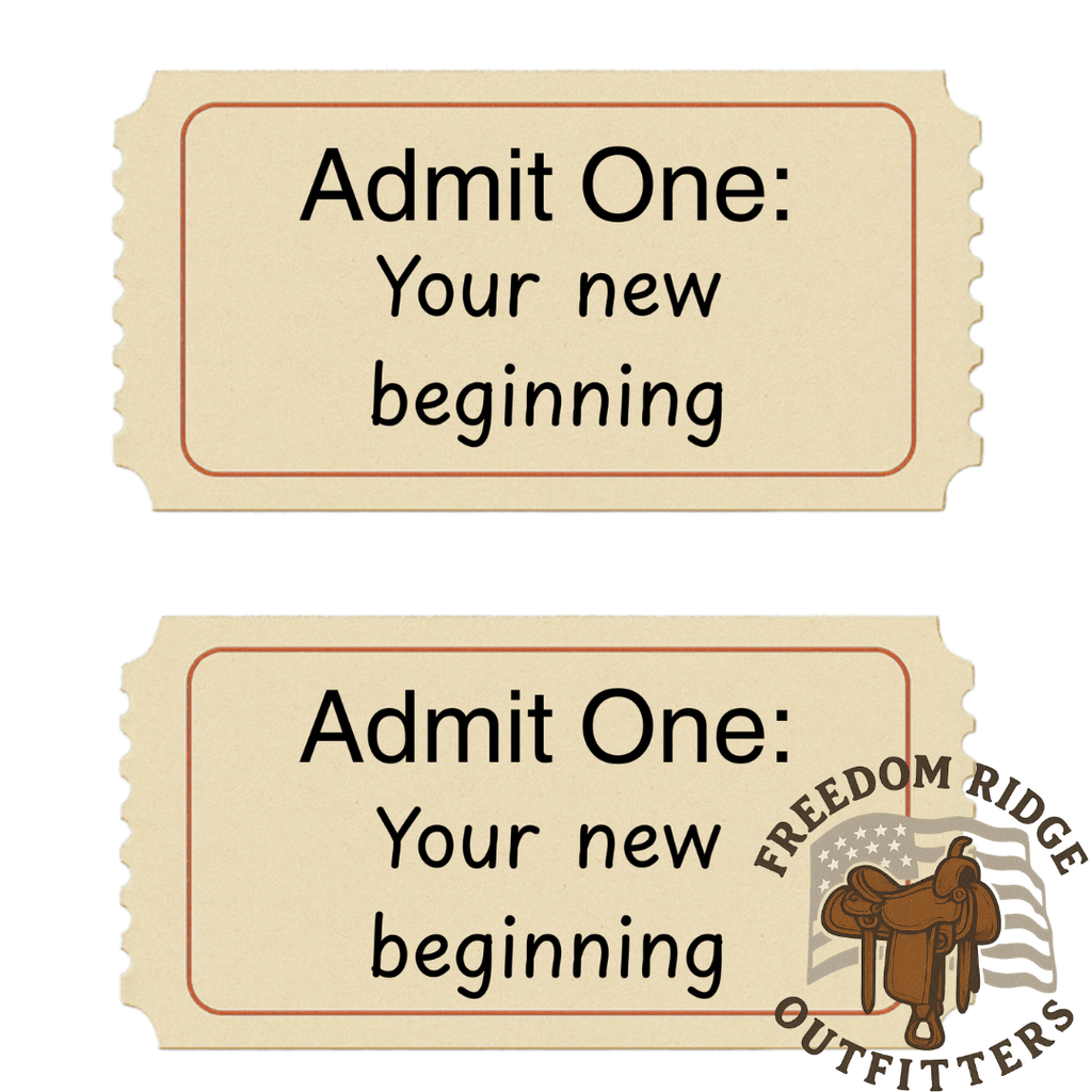 Admit One — Your New Beginning Western Ticket Printable Design