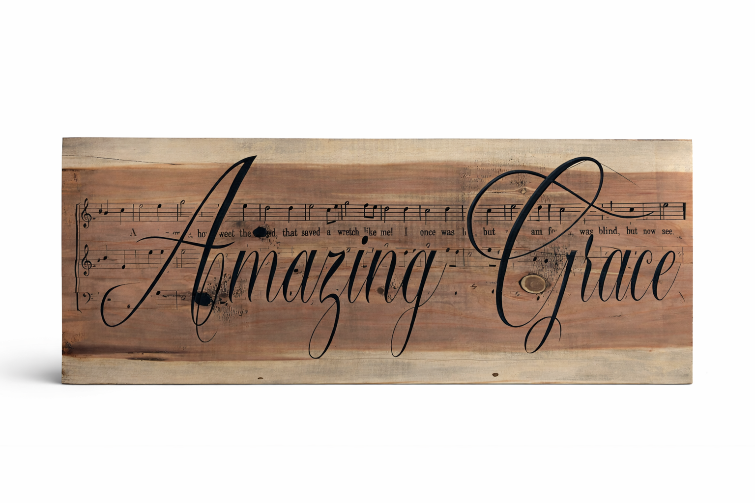 Amazing Grace Rustic Wood Hymn Wall Plaque
