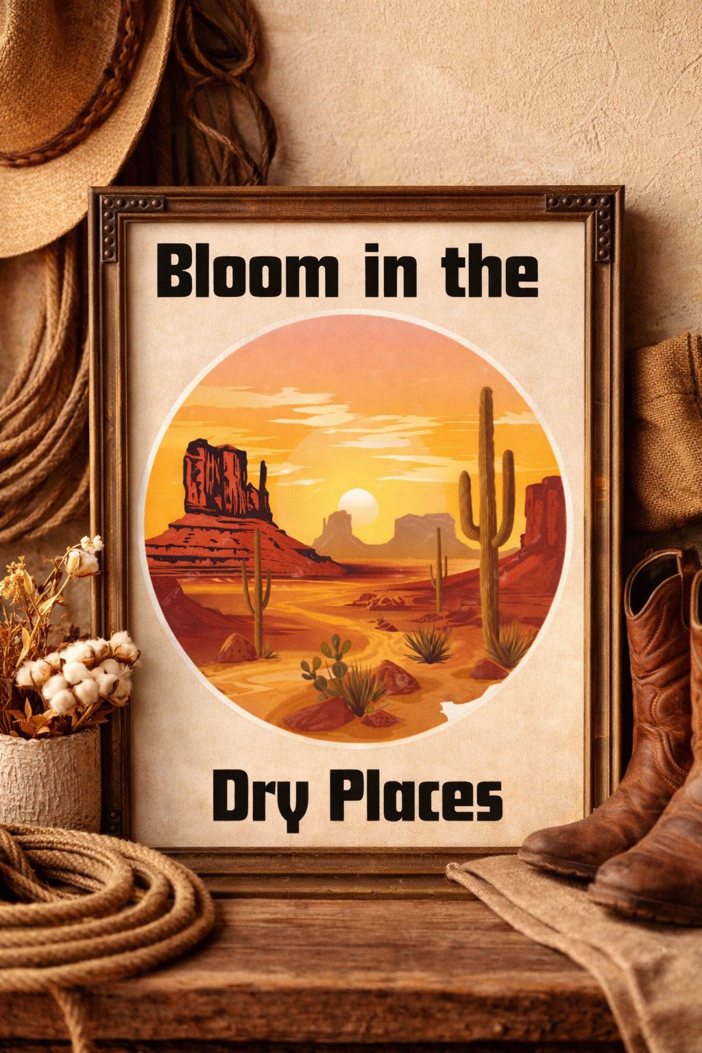 Bloom in the dry places printable * Desert floral art * Western inspirational wall decor * Rustic Boho Print