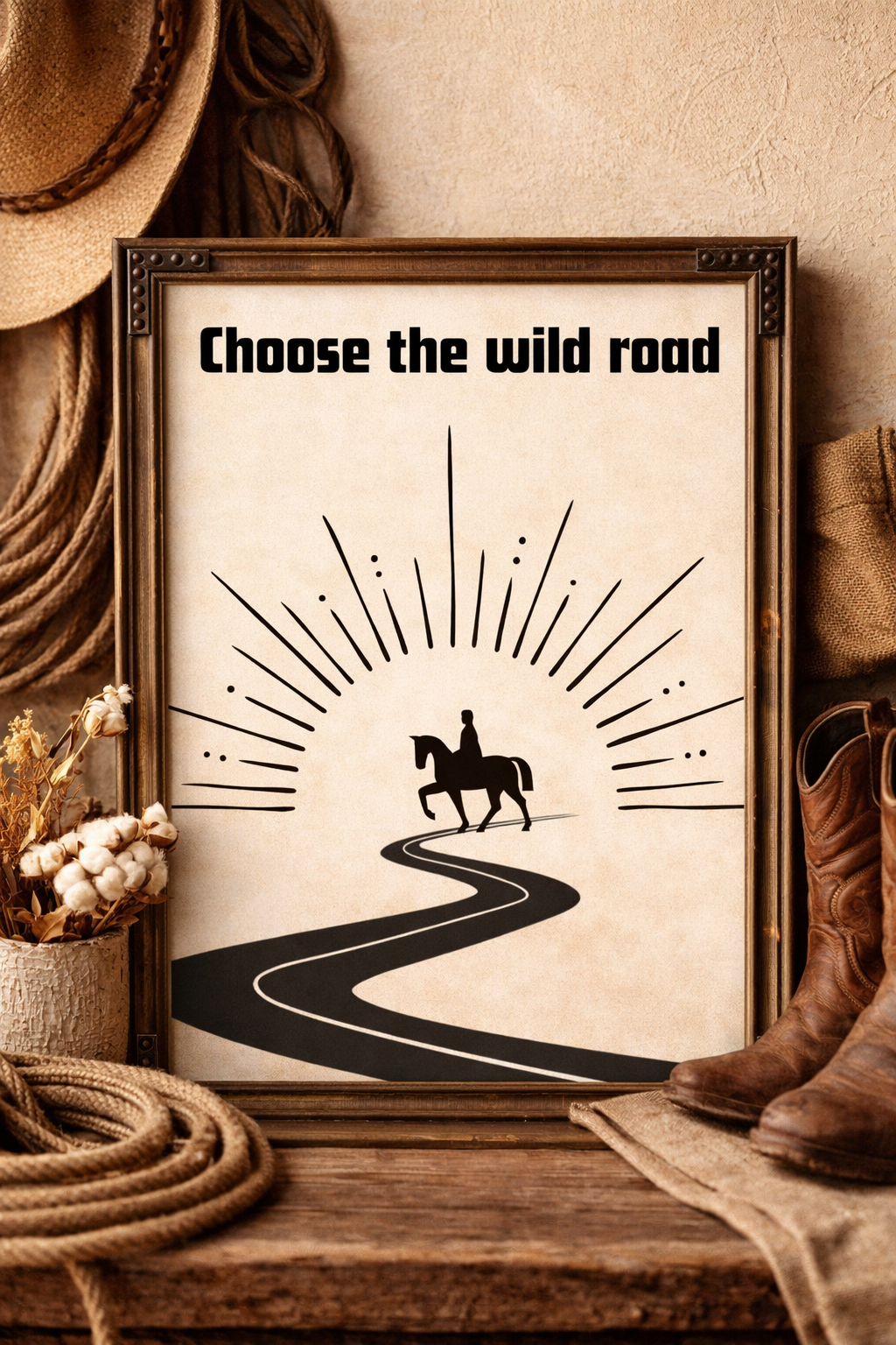Choose the wild road print * Western road poster * Rustic country quote wall art * Minimal western decor