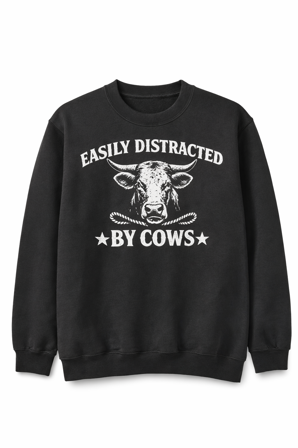 Easily Distracted by Cows Western Graphic Crewneck
