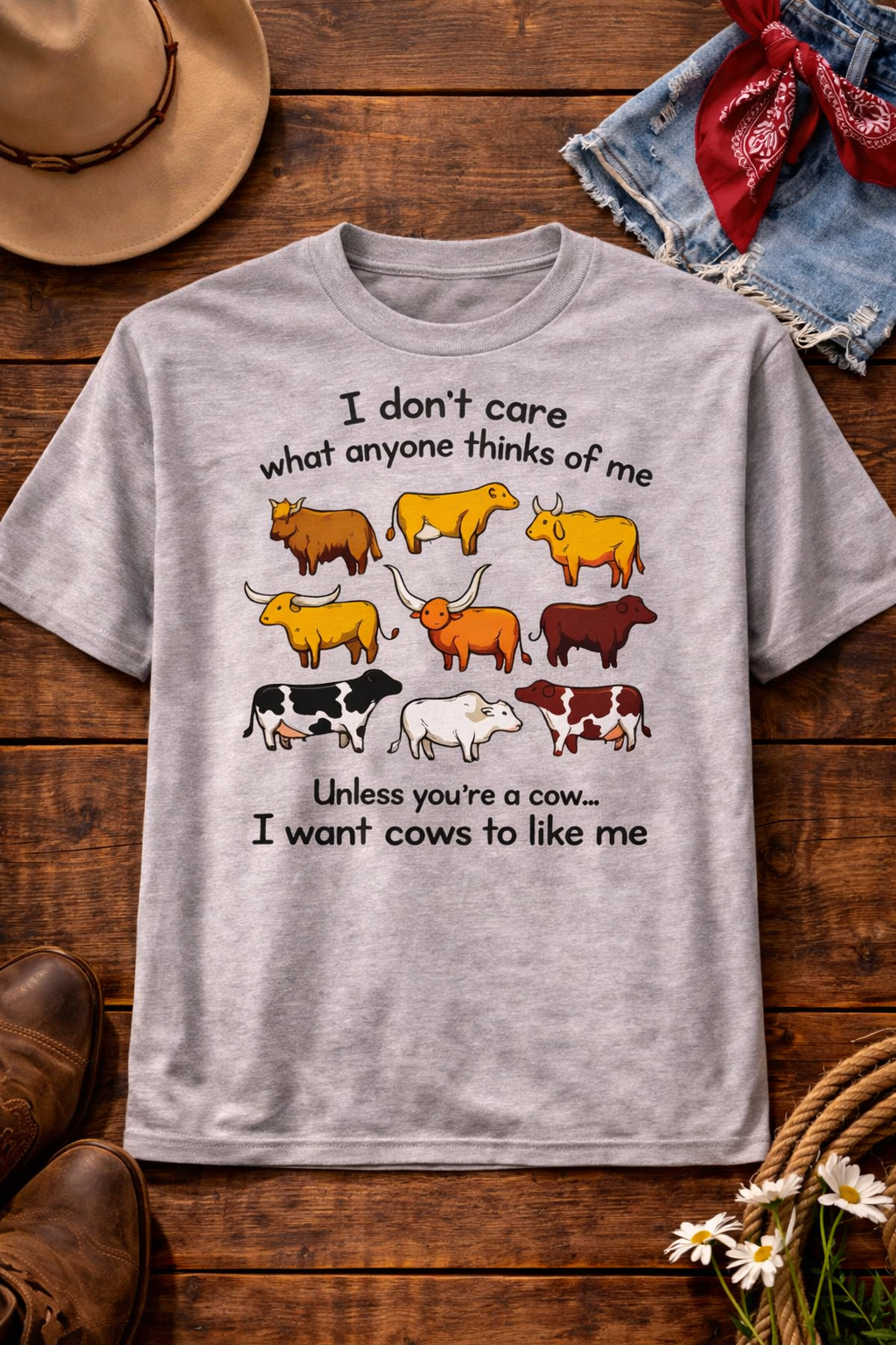 I want Cows to Like Me T-shirt -- Funny Western Cow Graphic Tee