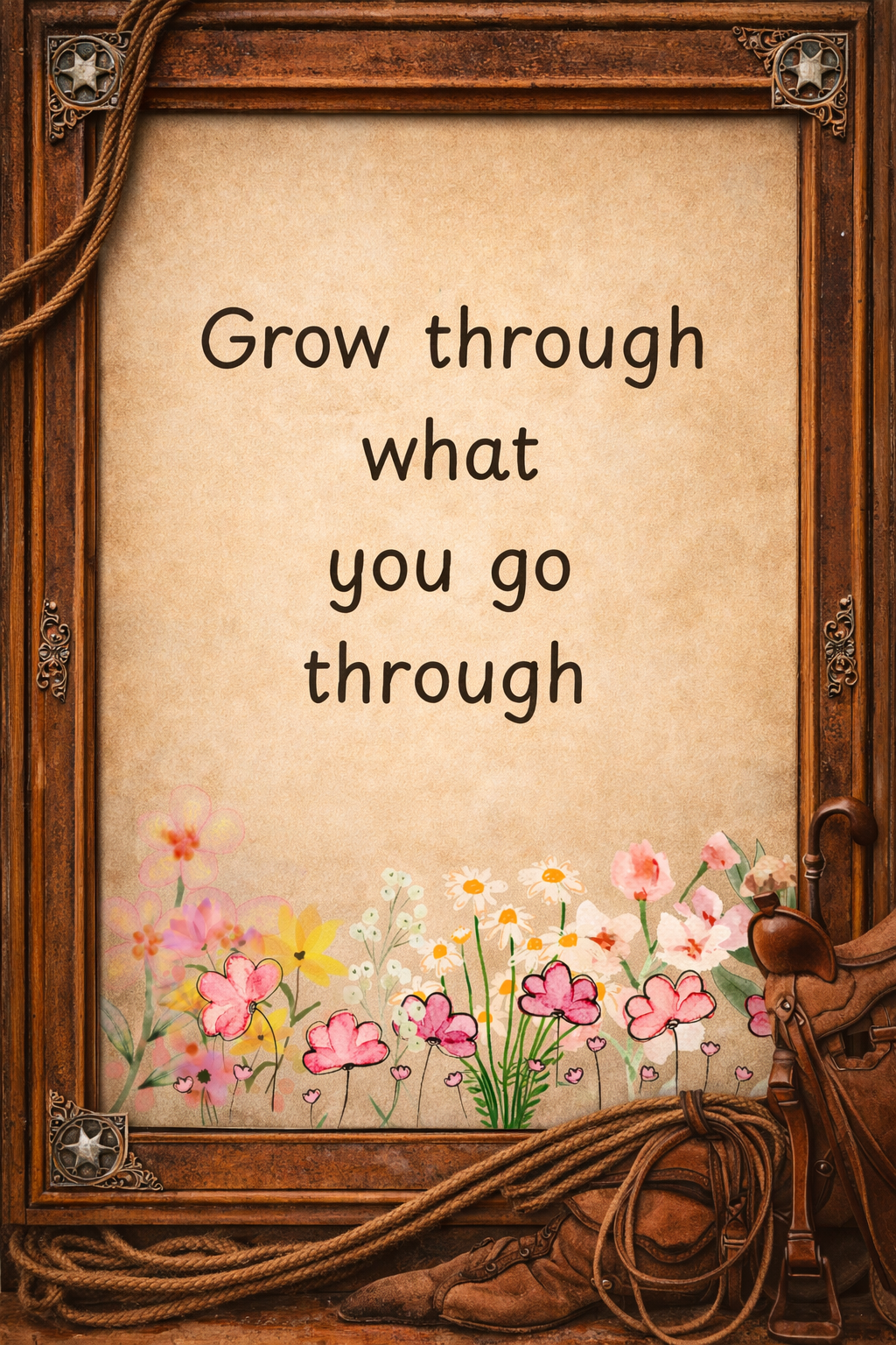 Grow Through What You Go Through — Western Floral Motivation Printable Design