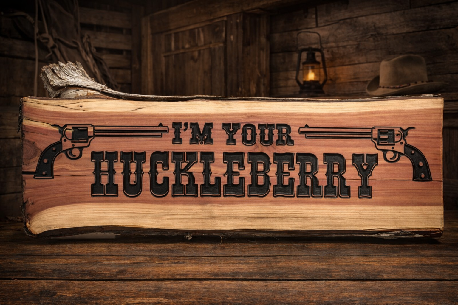I’m Your Huckleberry Western Cedar Plaque