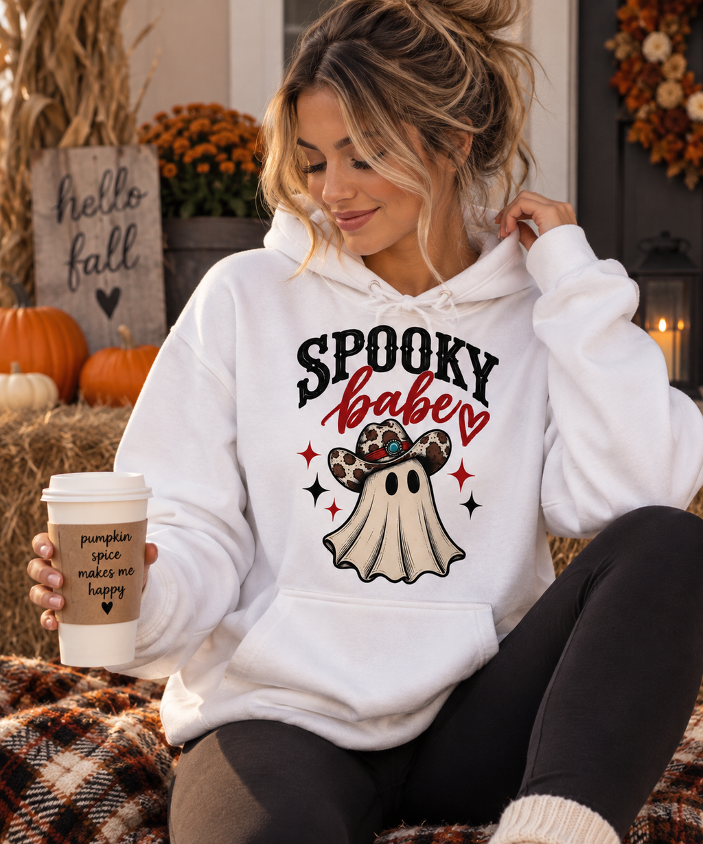 Spooky Babe Western Cowgirl Ghost Hoodie