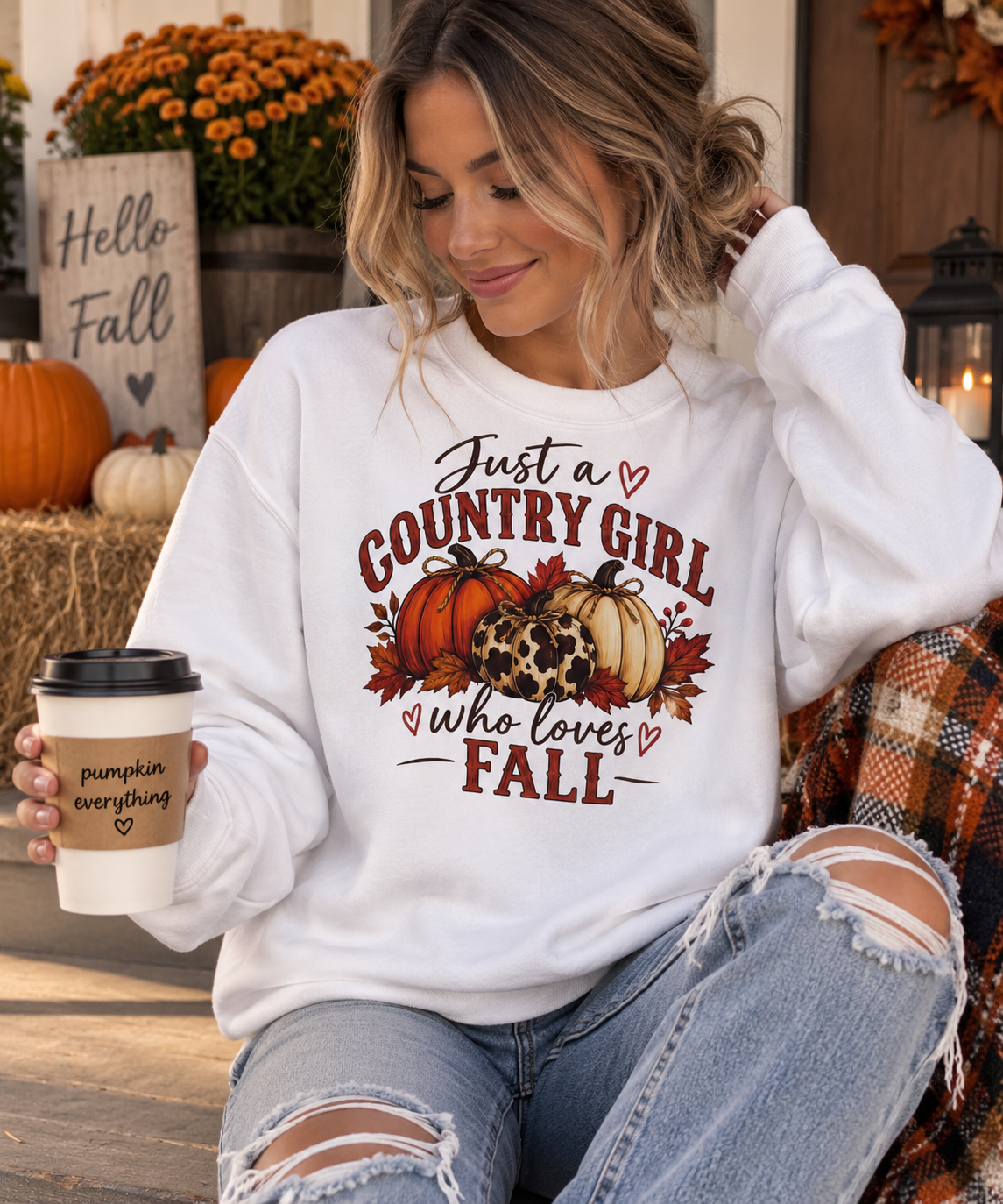 Just a Country Girl Who Loves Fall Crewneck Sweatshirt