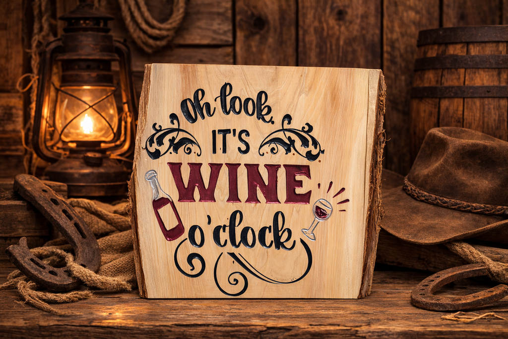 Oh Look It’s Wine O’Clock Wooden Plaque