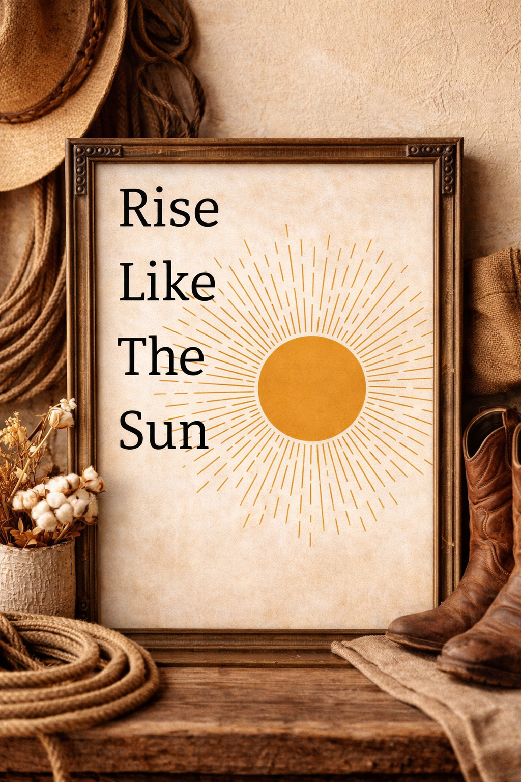 Rise like the sun western art * Desert sunrise printable * Rustic motivational wall decor * Neutral western print