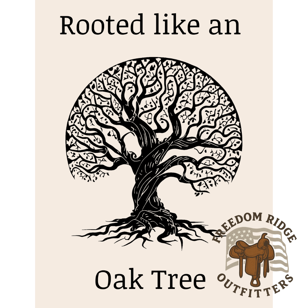 Rooted like the old oak printable * Vintage tree wall art * Western rustic home decor * Motivational Quote