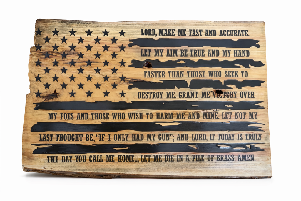 Rustic American Flag “Lord Make Me Fast and Accurate” Prayer Plaque