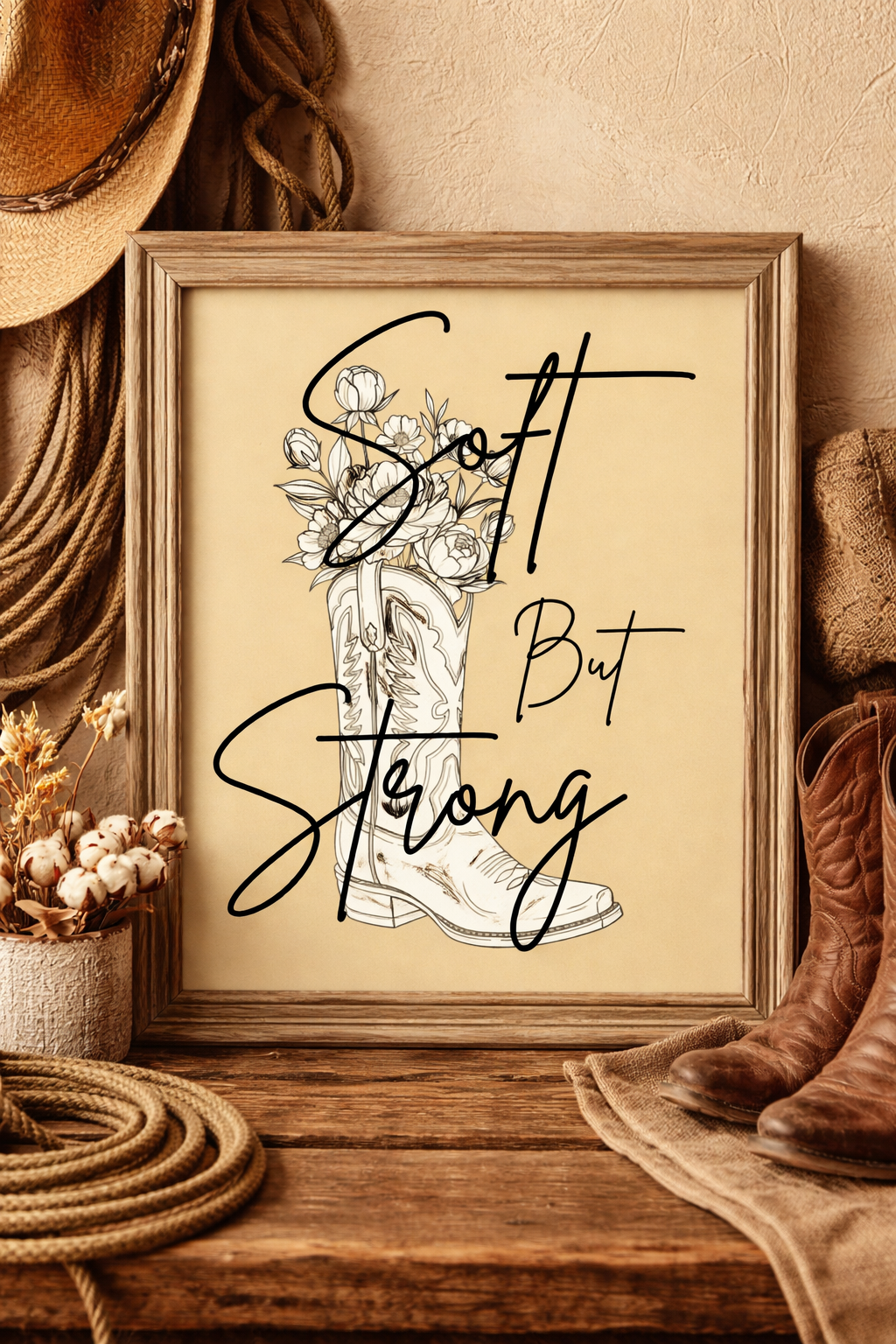 Soft but strong western print * Cowgirl Boot Wall Art * Feminine western decor * Floral cowgirl printable