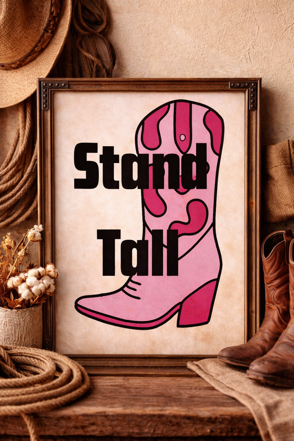 Stand Tall — Pretty Tough Western Cowgirl Boot printable Design
