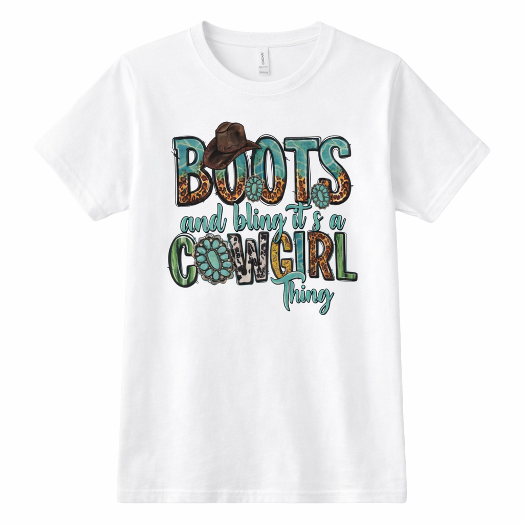 "Boots & Bling It's a Cowgirl Thing" Western Graphic Tee