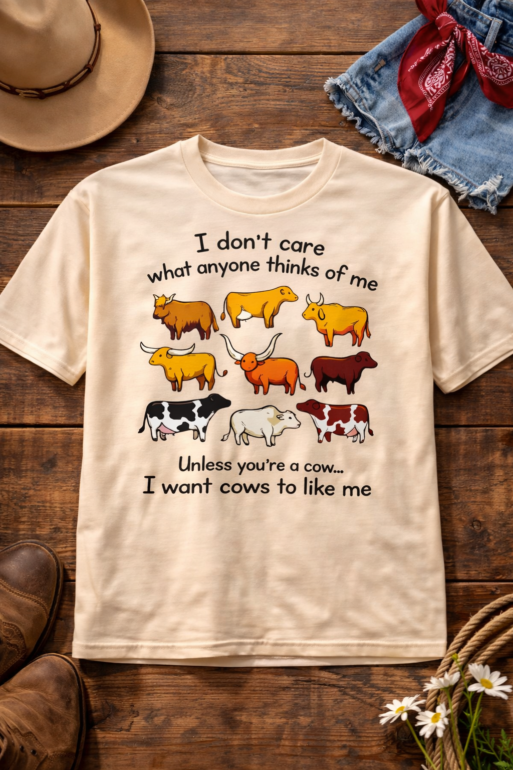 I want Cows to Like Me T-shirt -- Funny Western Cow Graphic Tee