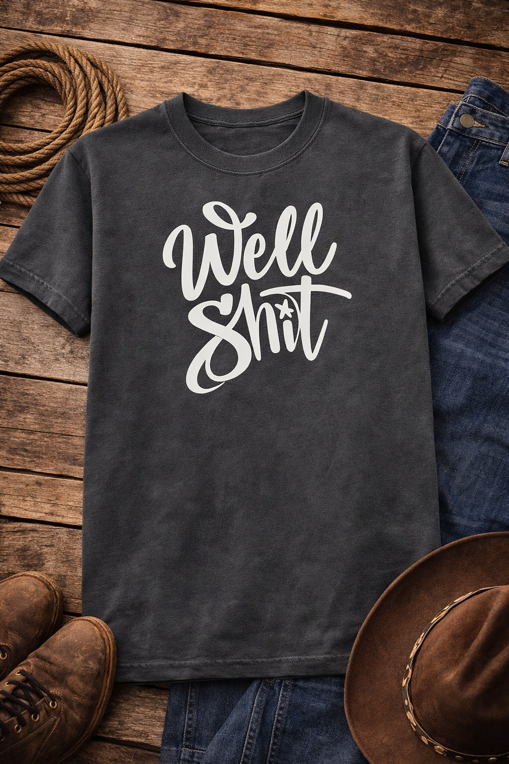 Well Shit Funny Western Graphic T-Shirt