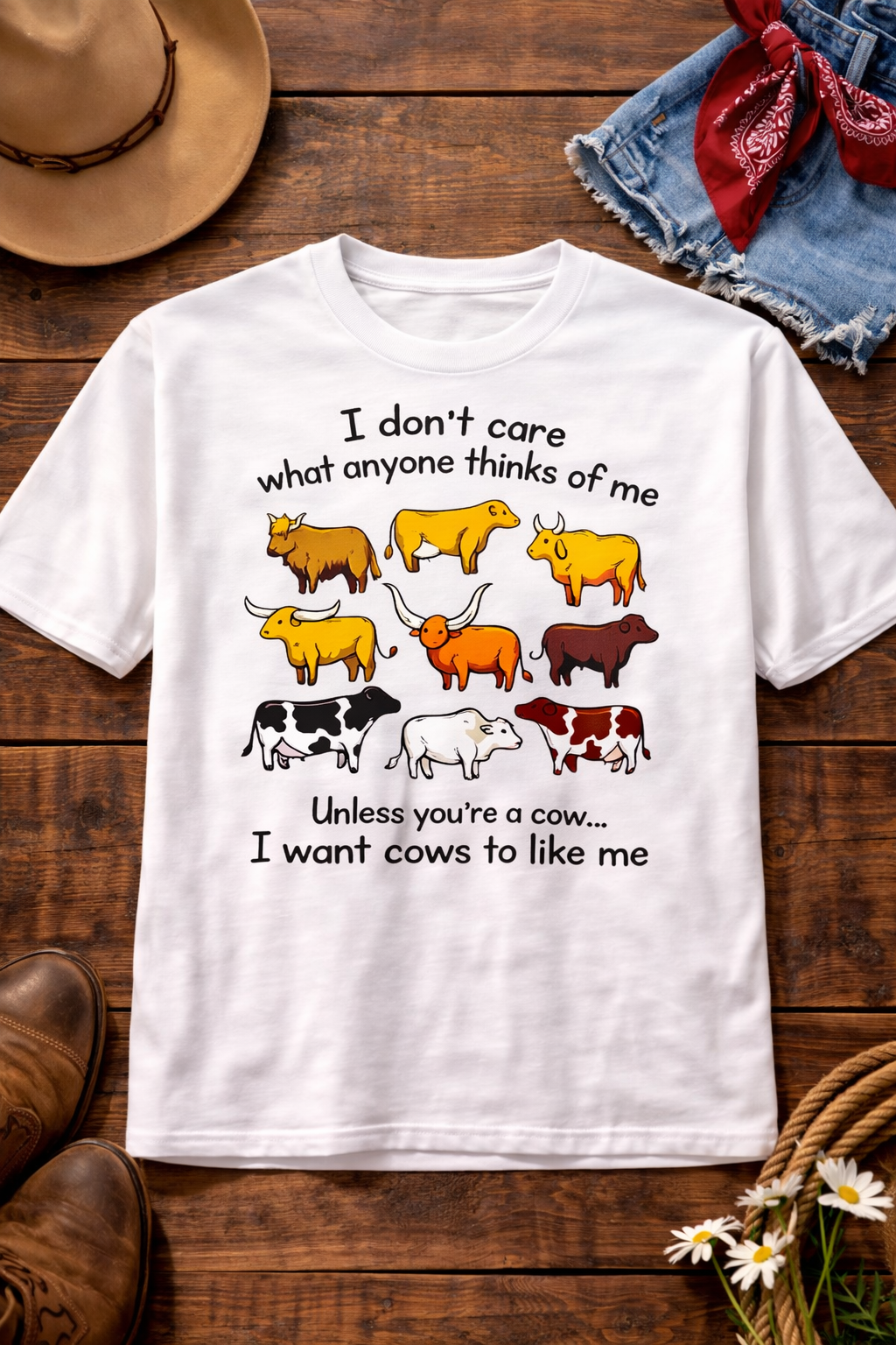I want Cows to Like Me T-shirt -- Funny Western Cow Graphic Tee