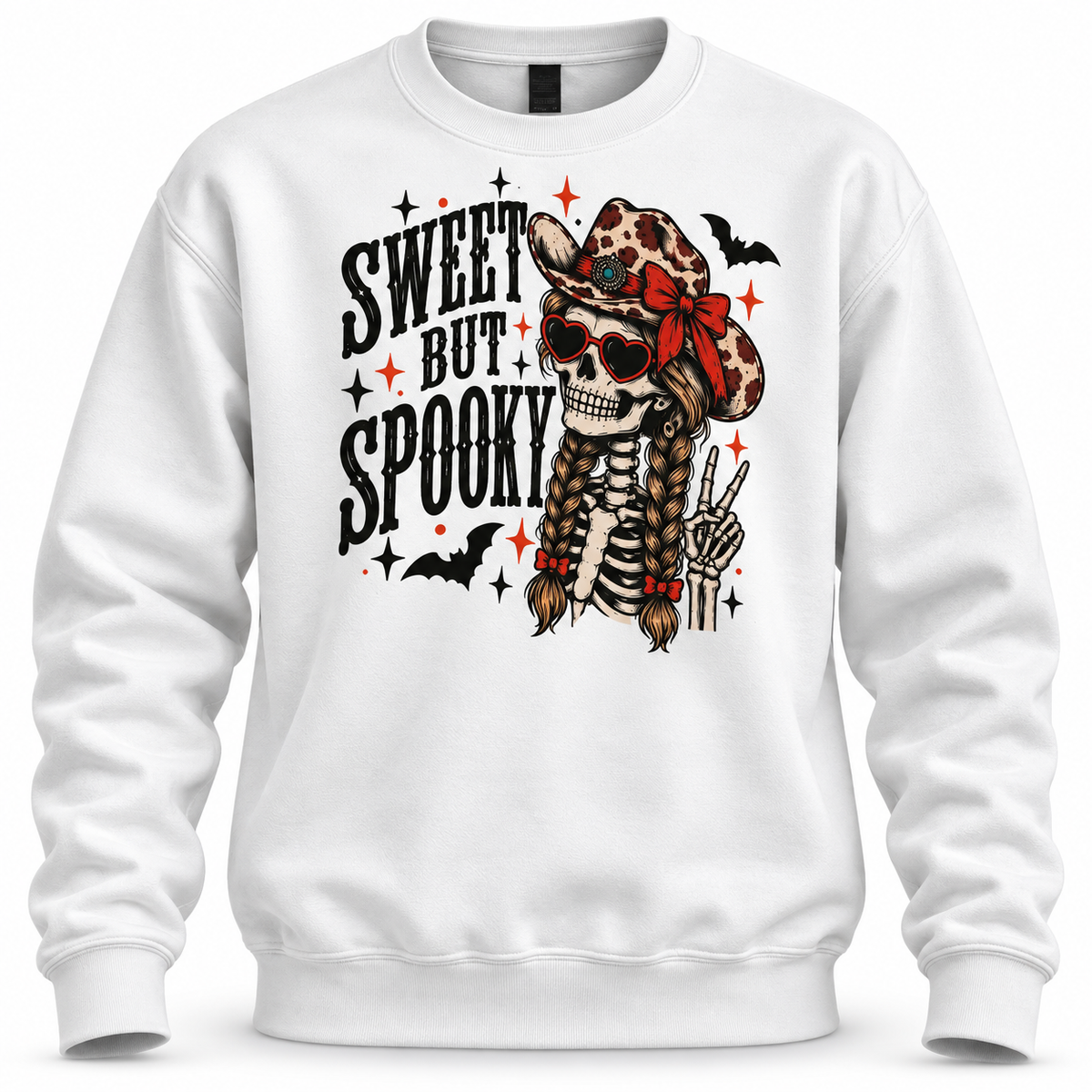 Sweet But Spooky Cowgirl Skeleton Crewneck Sweatshirt
