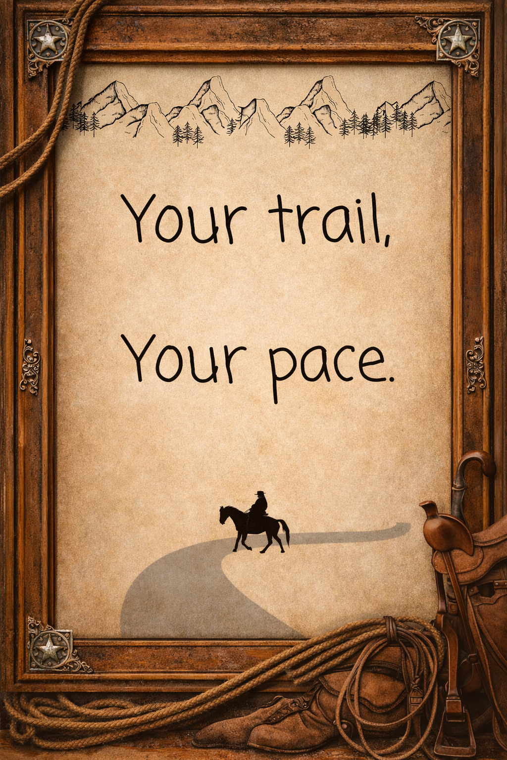 Your Trail, Your Pace — Western Cowboy Motivation Printable Design